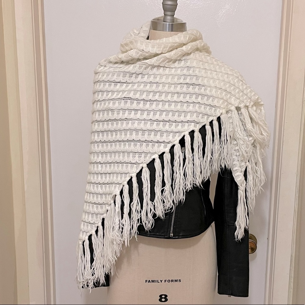 Open Front Knitted Cape Poncho Wrap Shawl